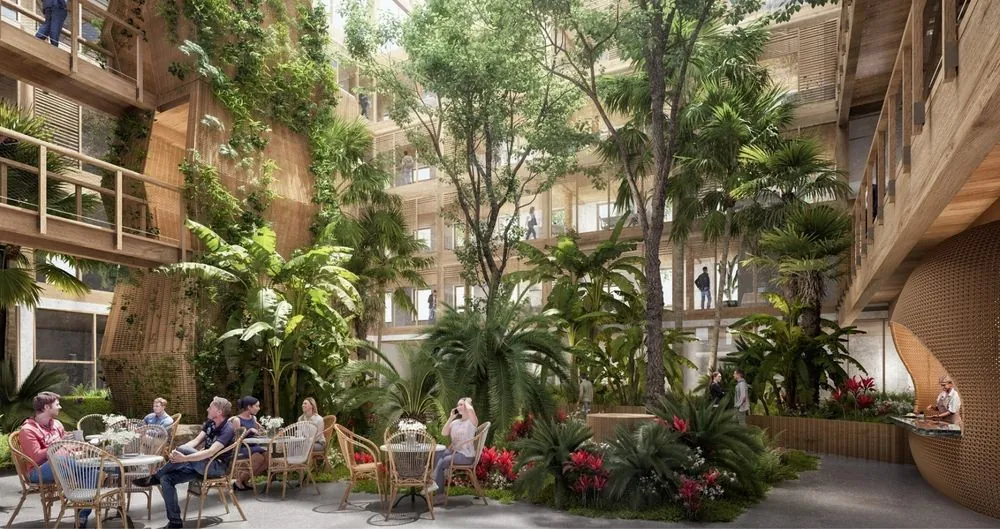 Planted inner garden at The Nest, Luxembourg
